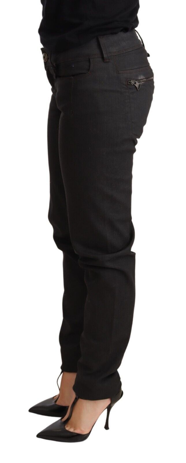 Ermanno Scervino Jeans Skinny Noir Taille Basse en Coton