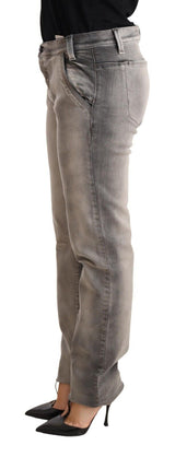 Ermanno Scervino Jeans Skinny Grises Lavés Basse Taille