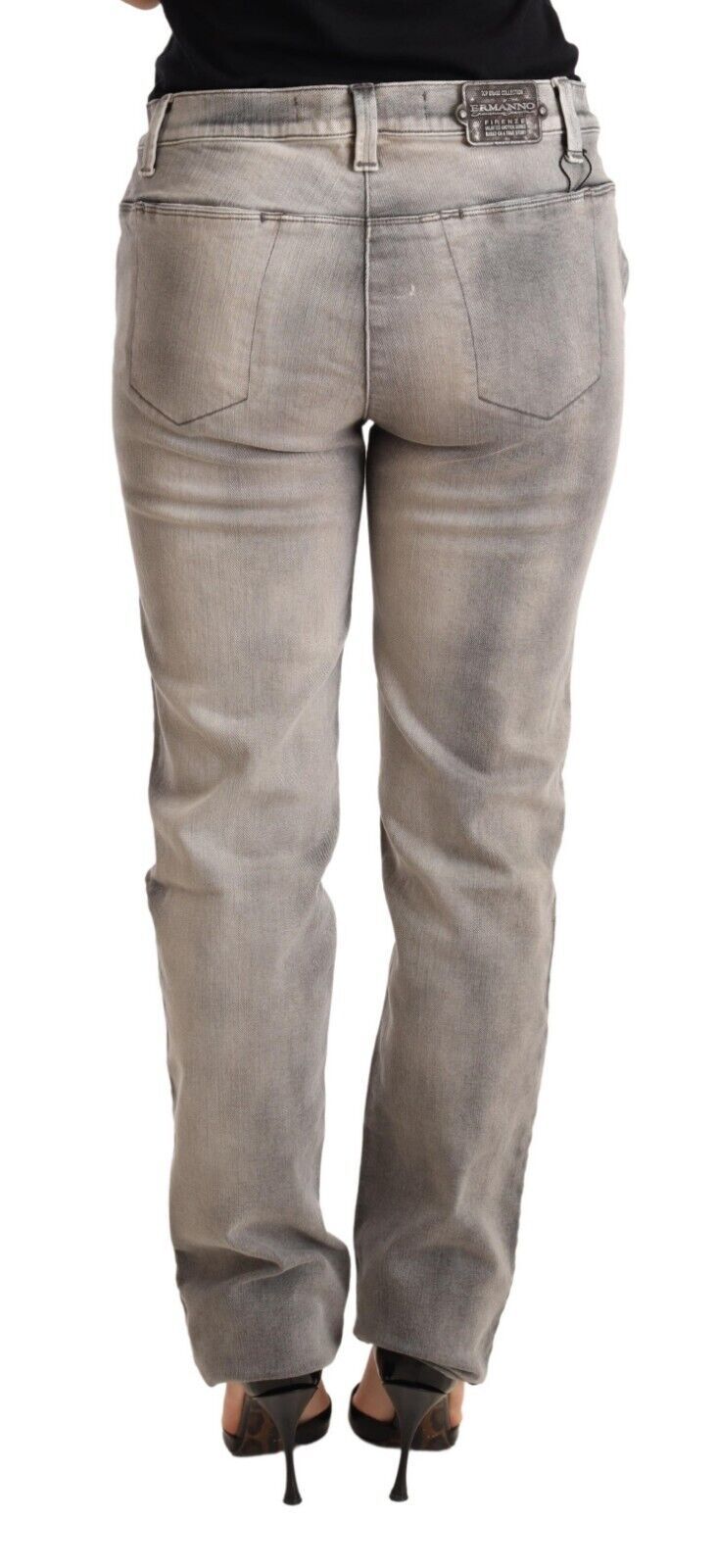 Ermanno Scervino Jeans Skinny Grises Lavés Basse Taille