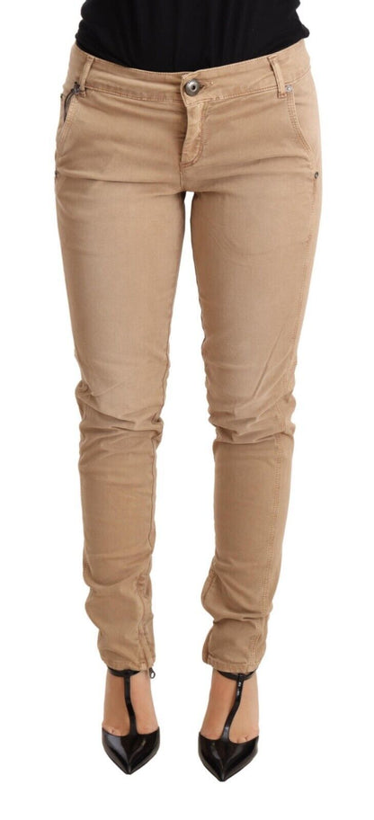 Pantalon en jean skinny taille basse en coton brun Ermanno Scervino
