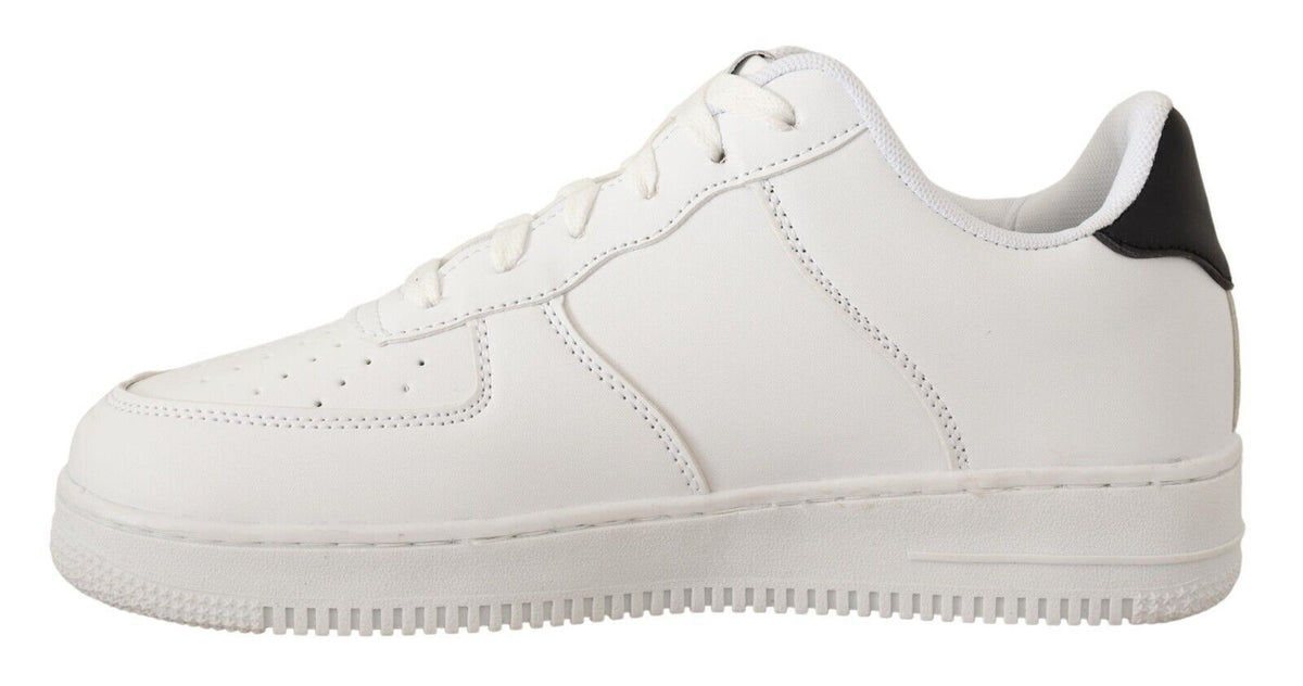 SIGNS White Leather Perforated Lace Up Sneakers for Men