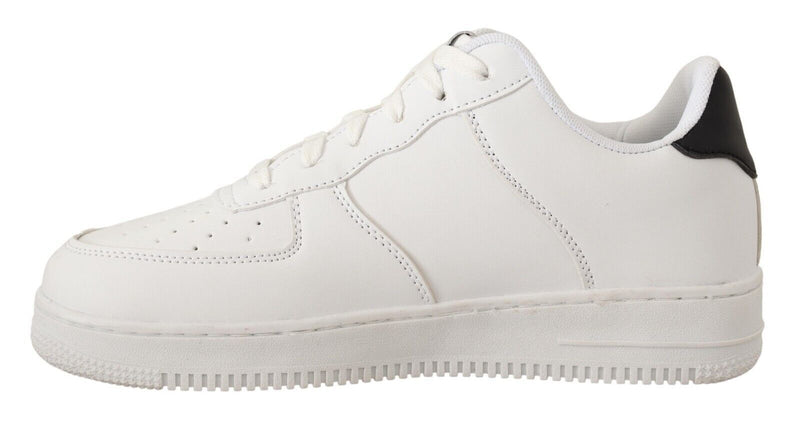 SIGNS White Leather Perforated Lace Up Sneakers for Men