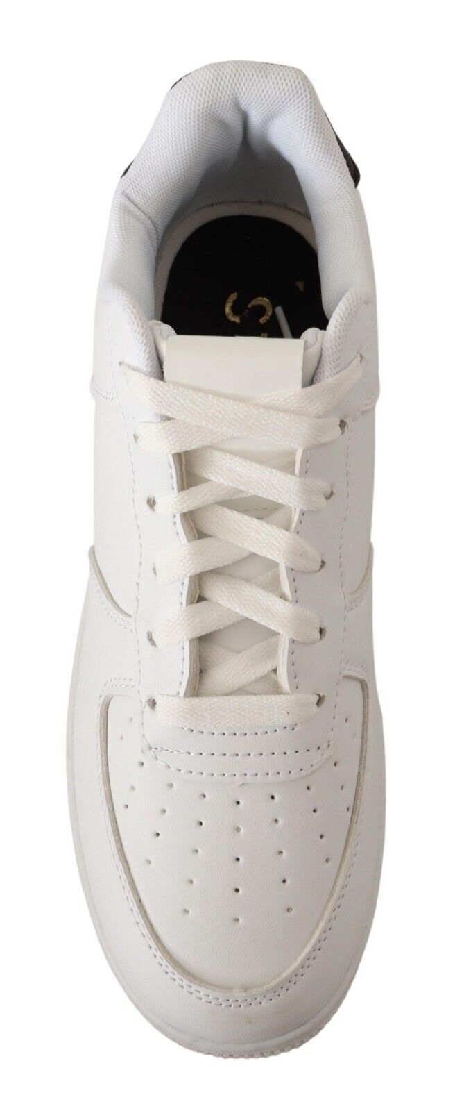 SIGNS White Leather Perforated Lace Up Sneakers for Men