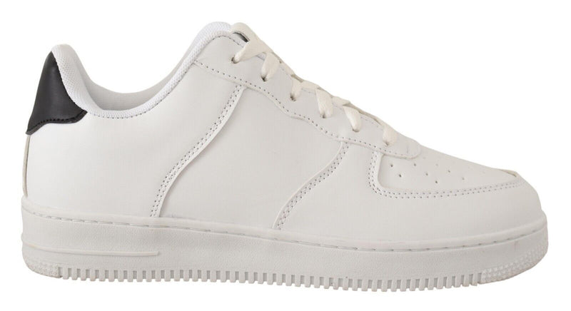 SIGNS White Leather Perforated Lace Up Sneakers for Men