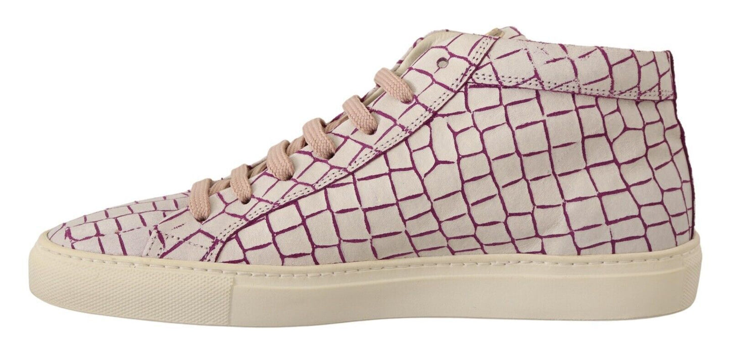 Sneakers basses à lacets en cuir blanc et bordeaux HIDE & JACK