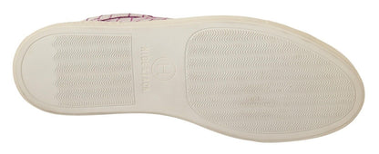 Sneakers basses à lacets en cuir blanc et bordeaux HIDE & JACK