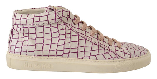 Sneakers basses à lacets en cuir blanc et bordeaux HIDE & JACK