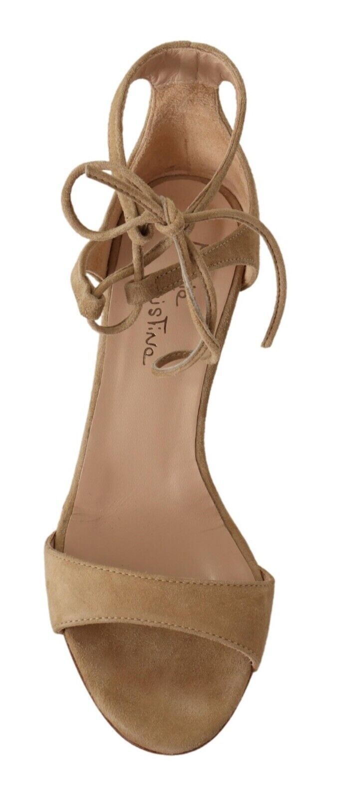 Maria Christina Beige Suede Leather Ankle Strap Pumps