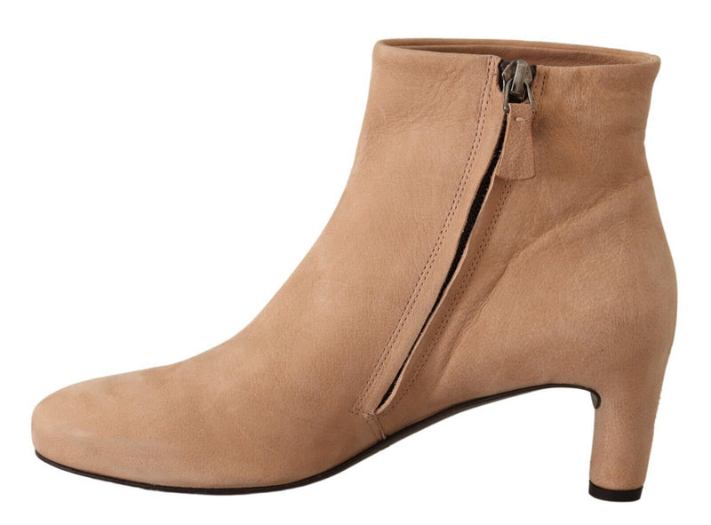 DEL CARLO Beige Suede Leather Mid Heels Pumps