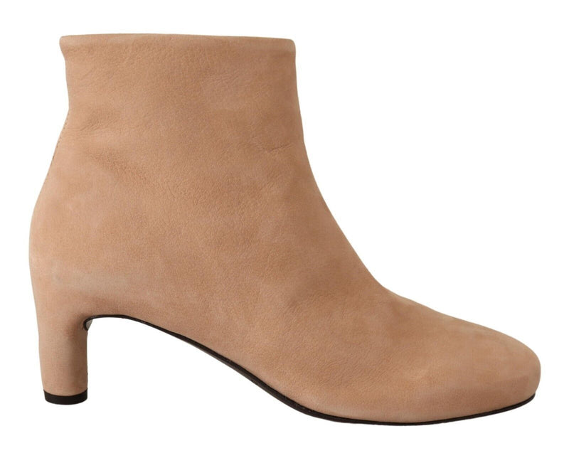 DEL CARLO Beige Suede Leather Mid Heels Pumps