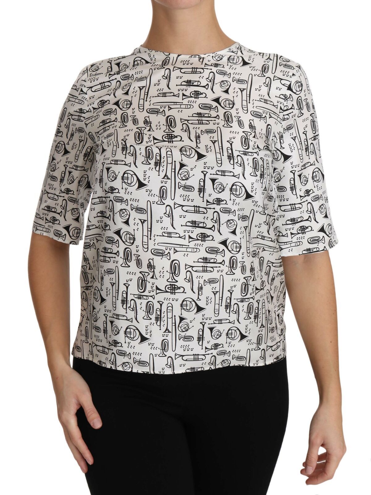 Dolce & Gabbana Blouse Imprimé Instruments de Musique Blanc