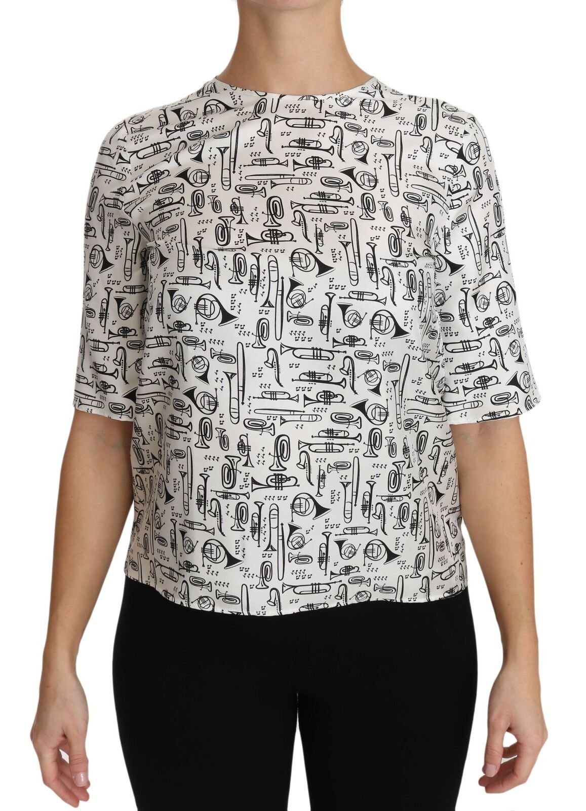 Dolce & Gabbana Blouse Imprimé Instruments de Musique Blanc