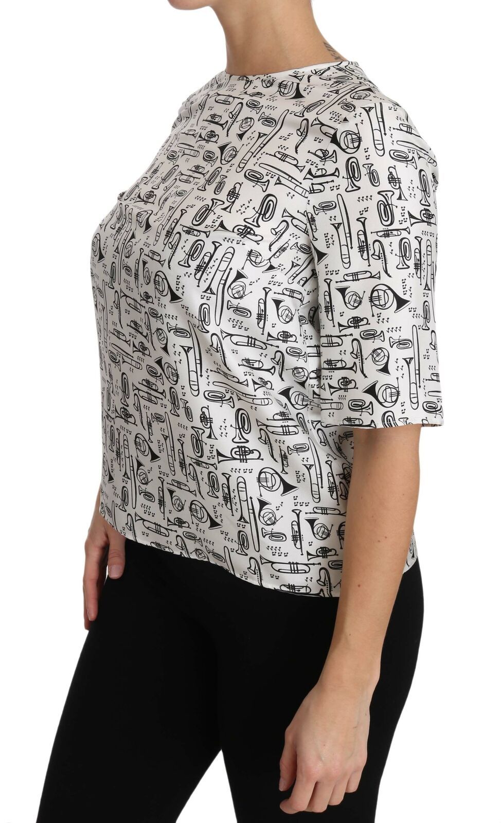 Dolce & Gabbana Blouse Imprimé Instruments de Musique Blanc