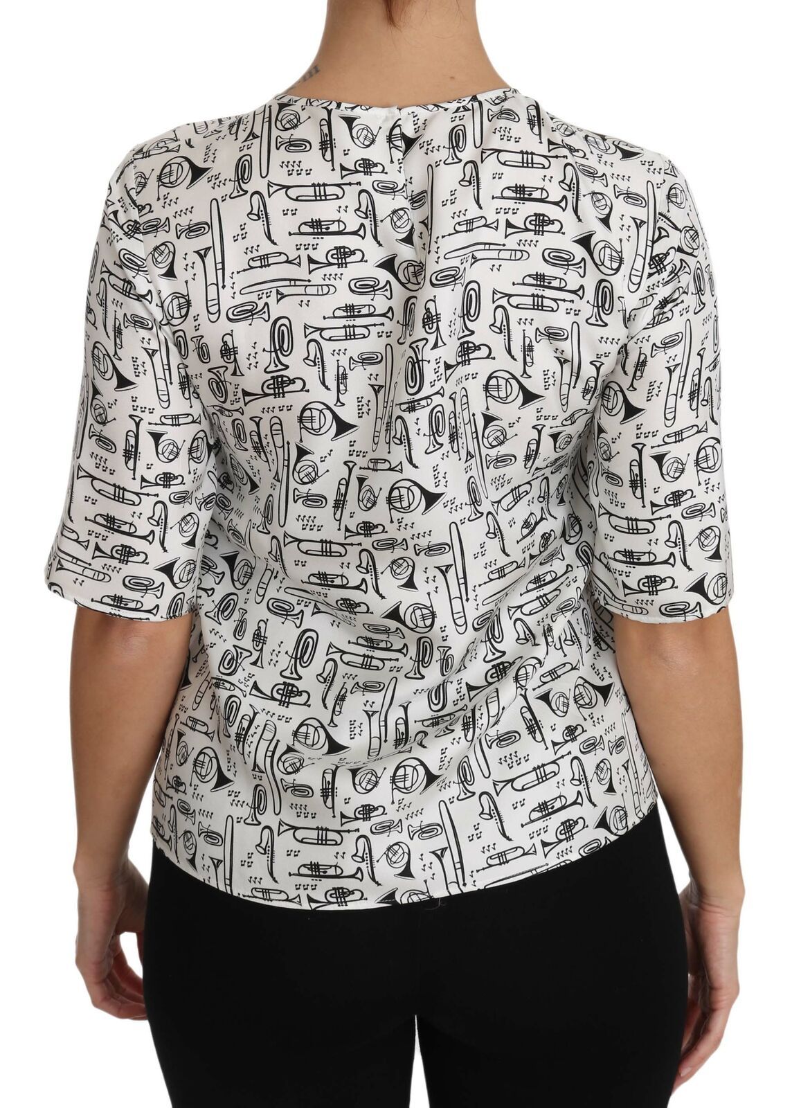 Dolce & Gabbana Blouse Imprimé Instruments de Musique Blanc