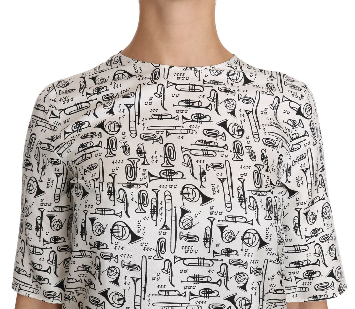 Dolce & Gabbana Blouse Imprimé Instruments de Musique Blanc