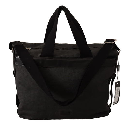 Sac messager à bandoulière en cuir denim noir Dolce &amp; Gabbana