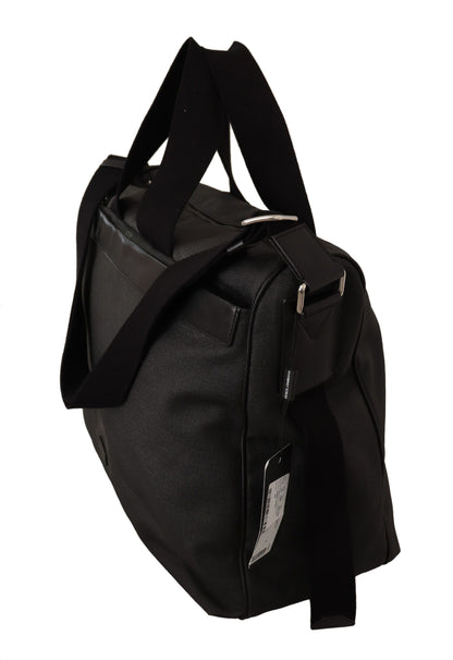 Sac messager à bandoulière en cuir denim noir Dolce &amp; Gabbana
