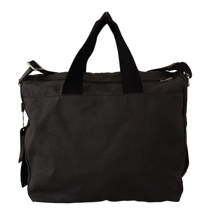 Sac messager à bandoulière en cuir denim noir Dolce &amp; Gabbana