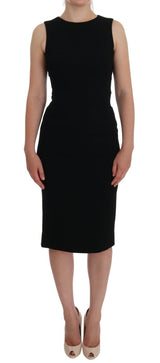Dolce & Gabbana Robe Fourreau Noir en Stretch avec Cristaux
