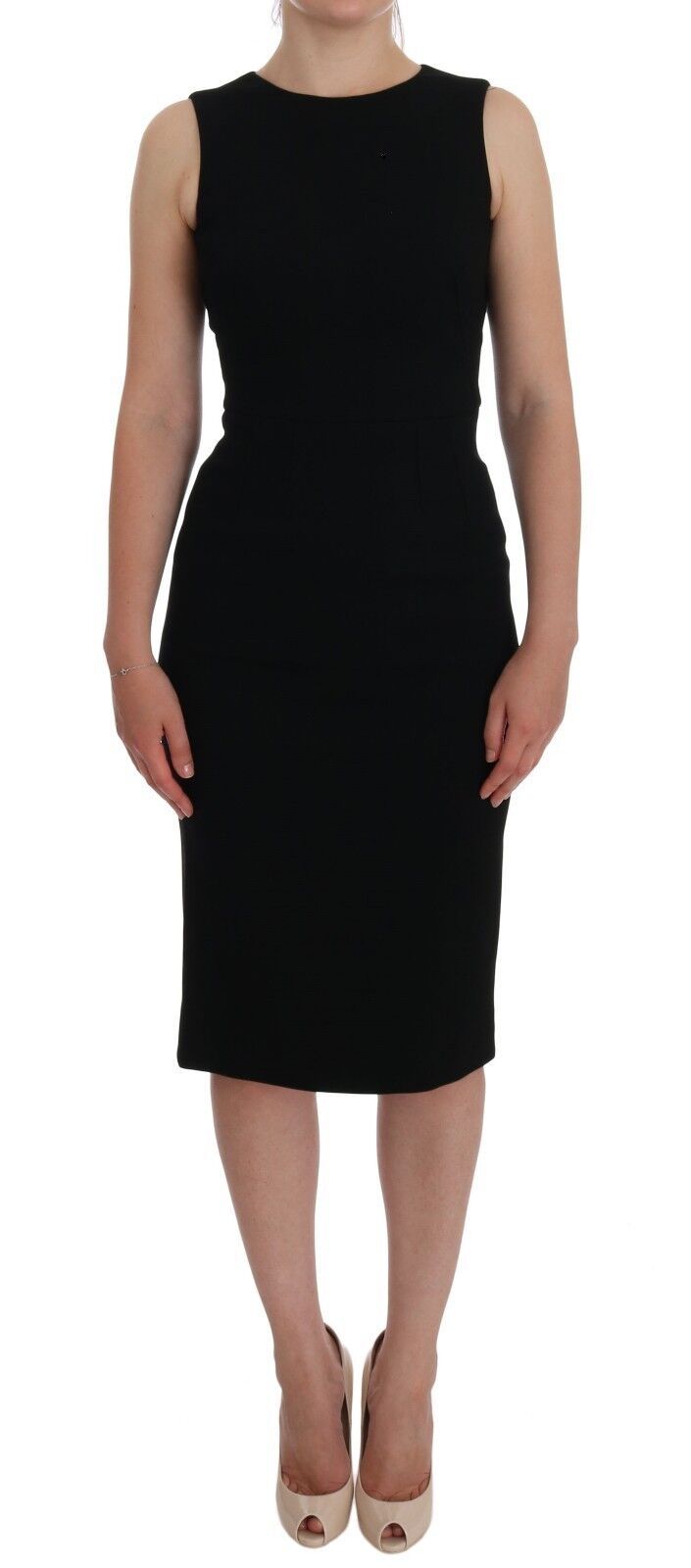 Dolce & Gabbana Robe Fourreau Noir en Stretch avec Cristaux