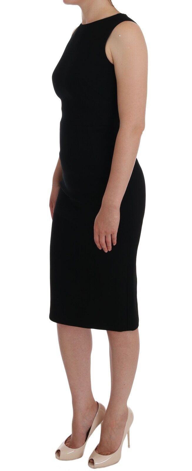 Dolce & Gabbana Robe Fourreau Noir en Stretch avec Cristaux