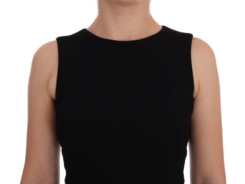 Dolce & Gabbana Robe Fourreau Noir en Stretch avec Cristaux