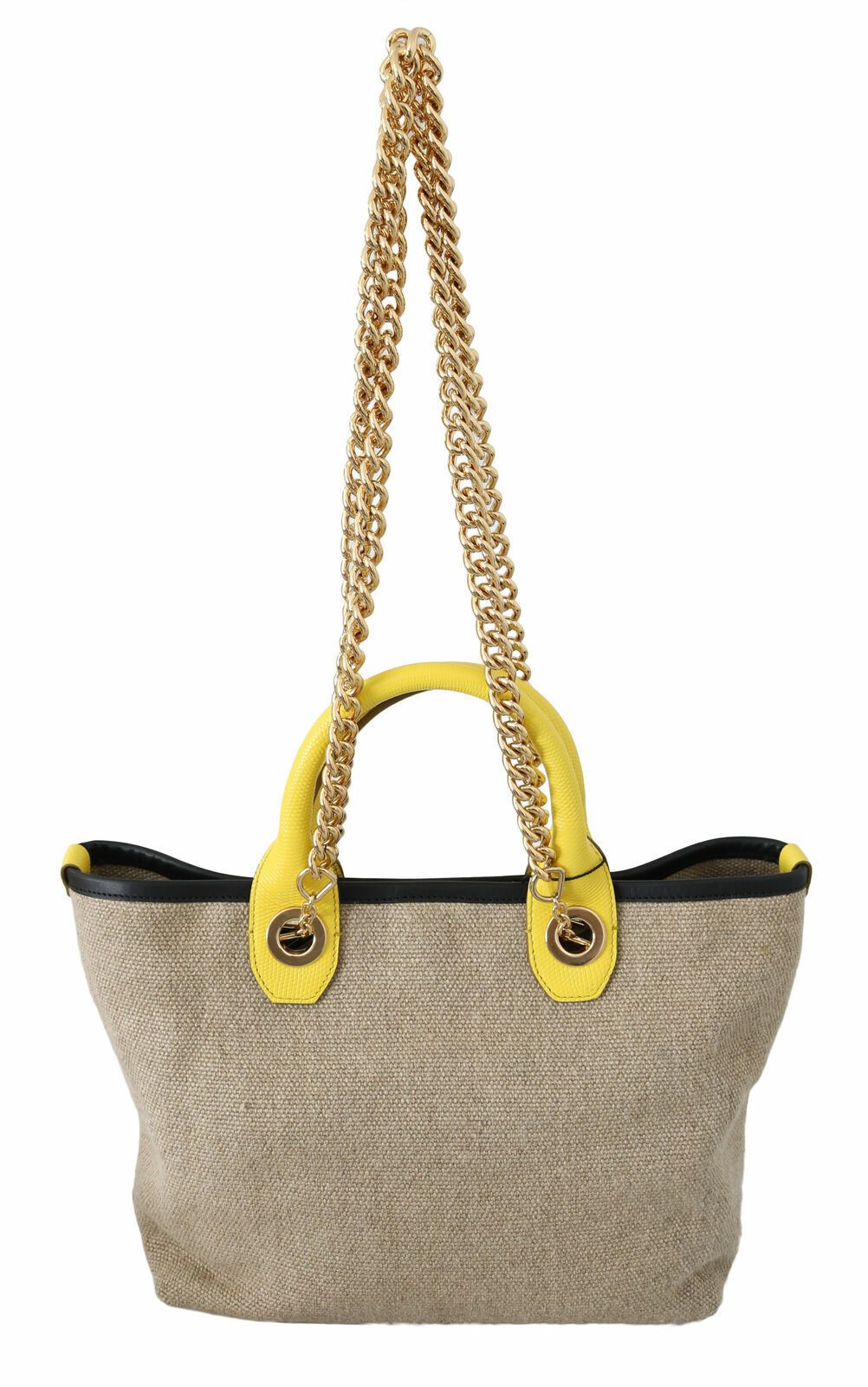 Sac fourre-tout à bandoulière en chaîne dorée beige Dolce &amp; Gabbana