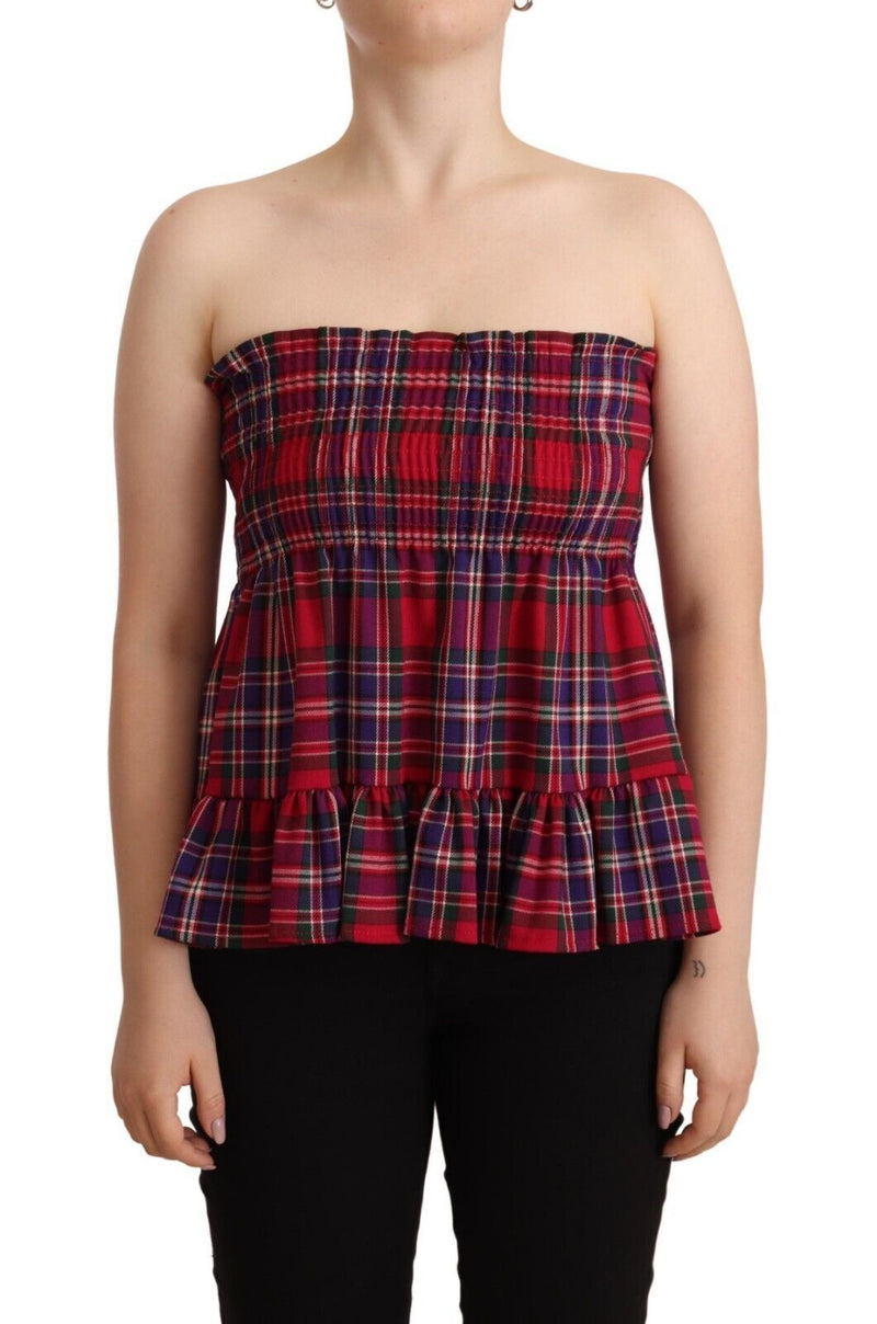 CAMPO DI FRAGOLE Multicolor Checkered Sleeveless Tank Top