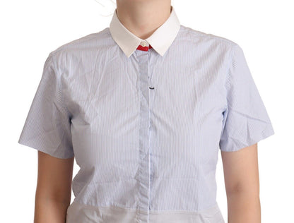 Polo à manches courtes en coton bleu clair AGLINI avec col.