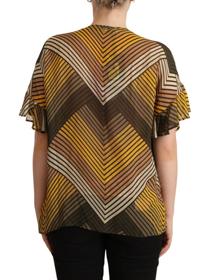 Twinset Blouse met korte mouwen, ronde hals en strepen in meerdere kleuren