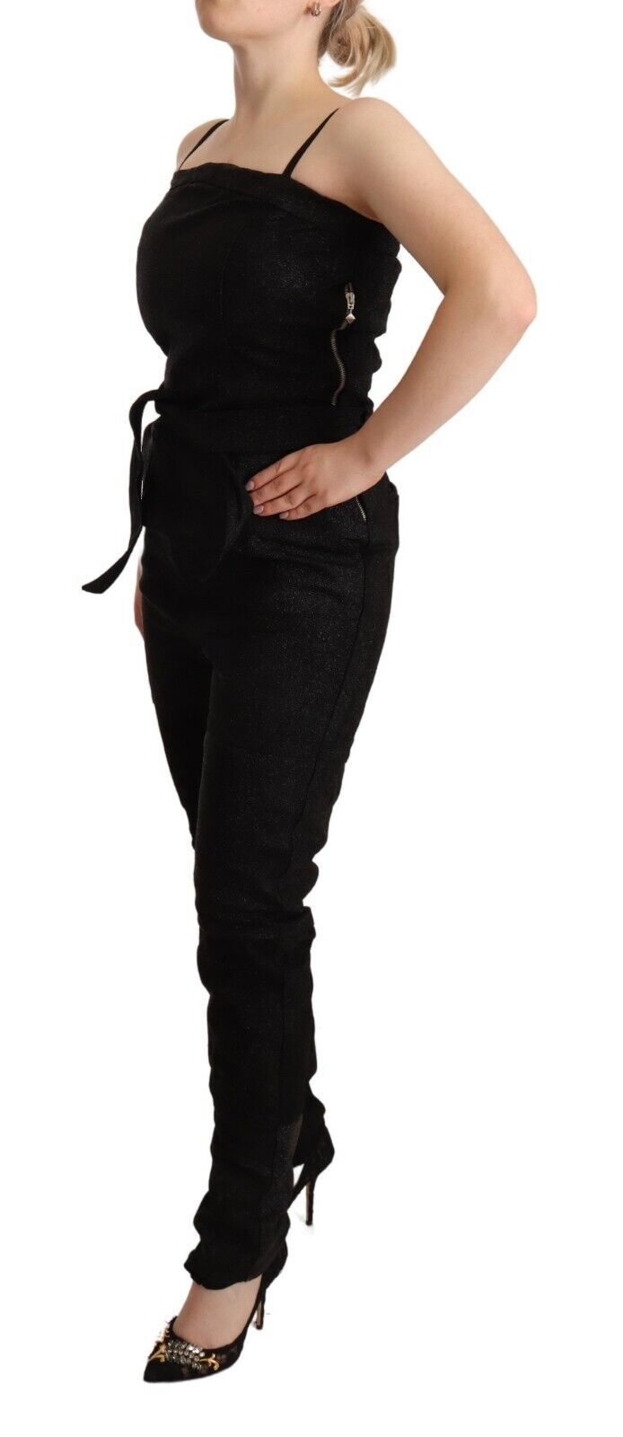 La Maison du Couturier Zwarte Jumpsuitjurk met Spaghettibandjes