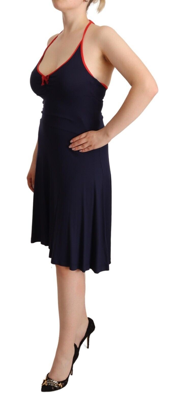 Roccobarocco Robe Midi Sans Manches Halter en Bleu Marine