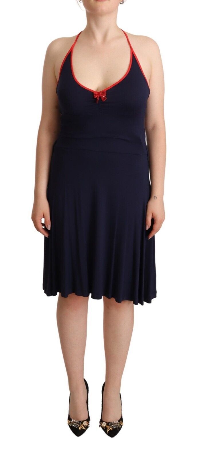 Roccobarocco Robe Midi Sans Manches Halter en Bleu Marine