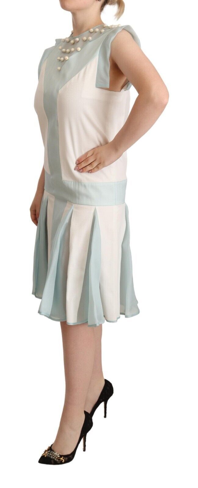Robe Midi Sans Manches Multicolore en Perles Factices Sergei Grinko