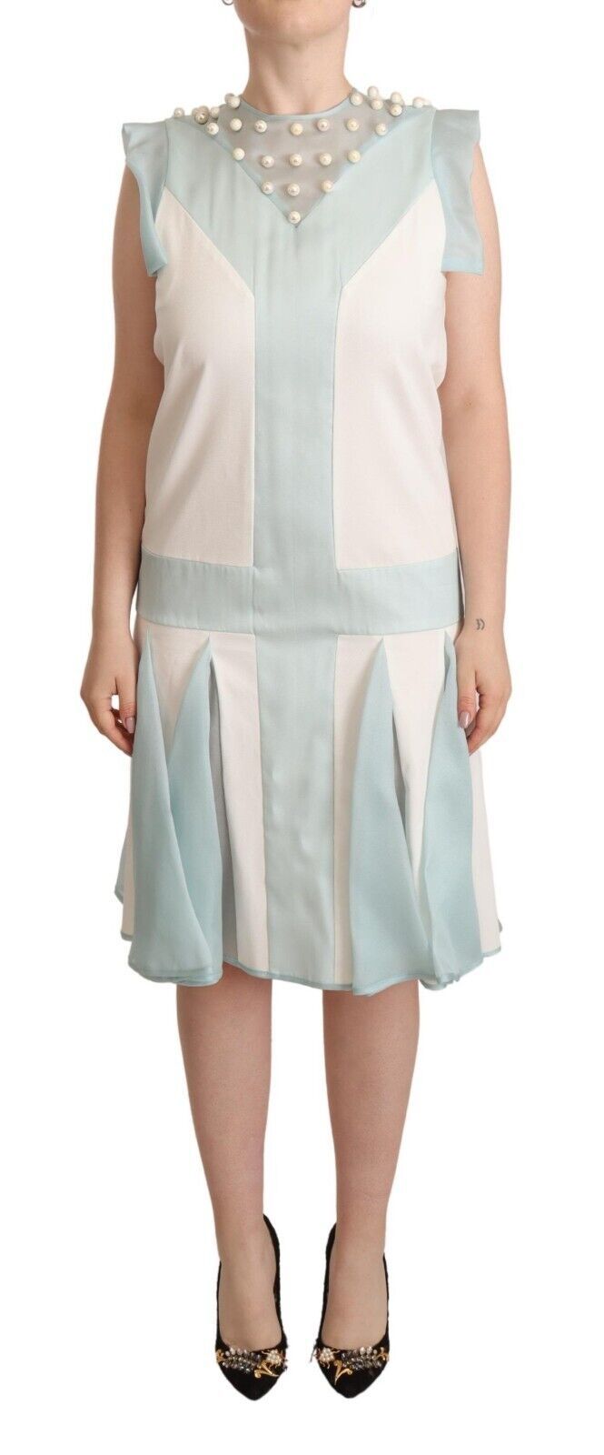 Robe Midi Sans Manches Multicolore en Perles Factices Sergei Grinko
