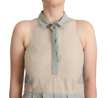 Comeforbreakfast Kleurrijke, mouwloze, aansluitende jurk met kraag.