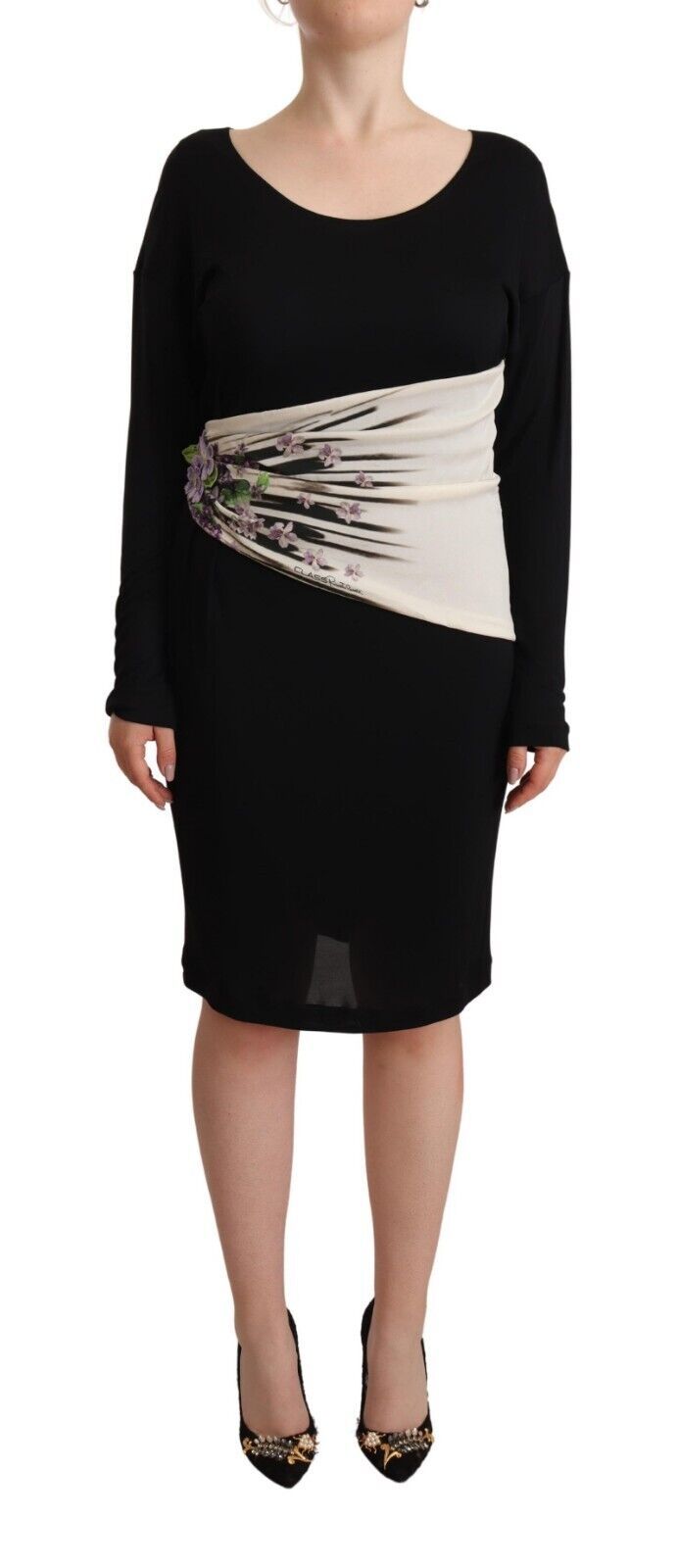 Robe Fourreau Roberto Cavalli Noir Argent Mi-Longue