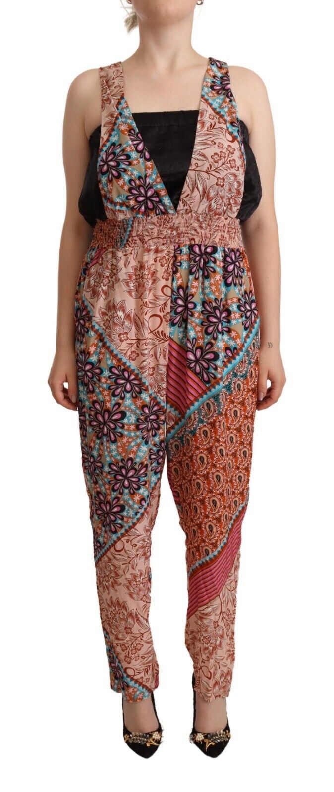 PINKO Multicolor Viscose Floral Print Jumpsuit Dress