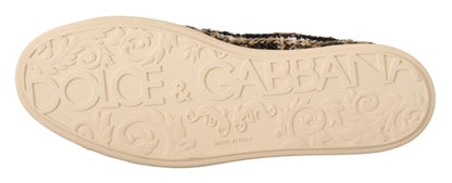Sneakers montantes en coton et laine beige brun de Dolce & Gabbana