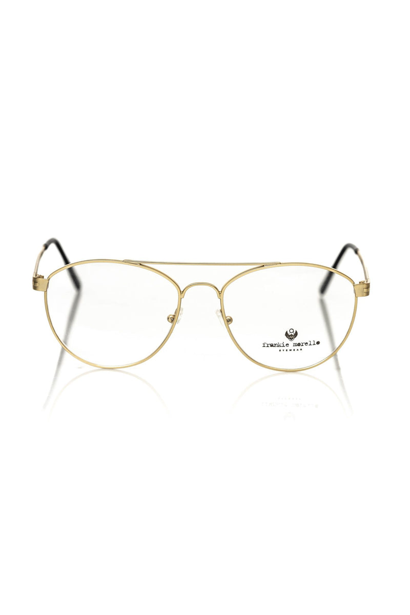 Lunettes de soleil aviateur pour homme Frankie Morello, monture en fibre métallique dorée.