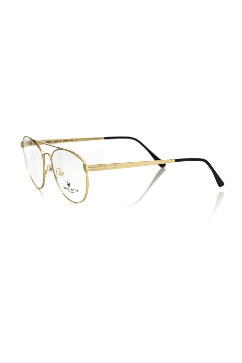Lunettes de soleil aviateur pour homme Frankie Morello, monture en fibre métallique dorée.