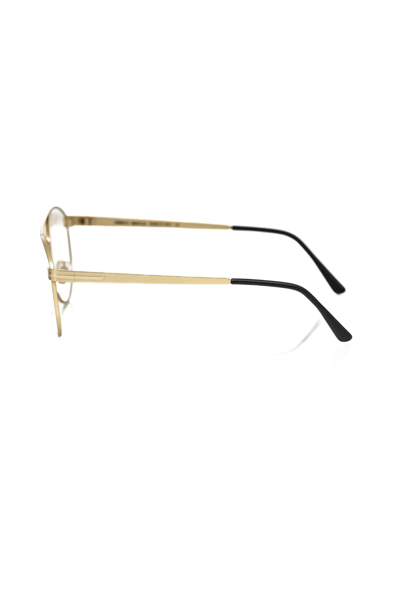 Lunettes de soleil aviateur pour homme Frankie Morello, monture en fibre métallique dorée.