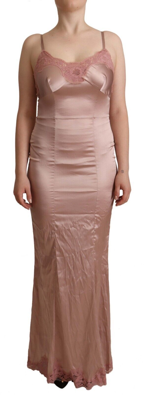 Dolce & Gabbana Pink Lace Long Bodycon Maxi Dress