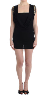 Roccobarocco Robe courte moulante en jersey noir ornée de strass