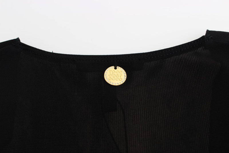 Roccobarocco Black Embellished Jersey Mini Sheath Short Dress