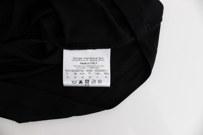 Roccobarocco Robe courte moulante en jersey noir ornée de strass