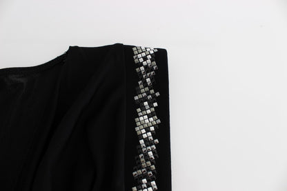 Roccobarocco Robe courte moulante en jersey noir ornée de strass