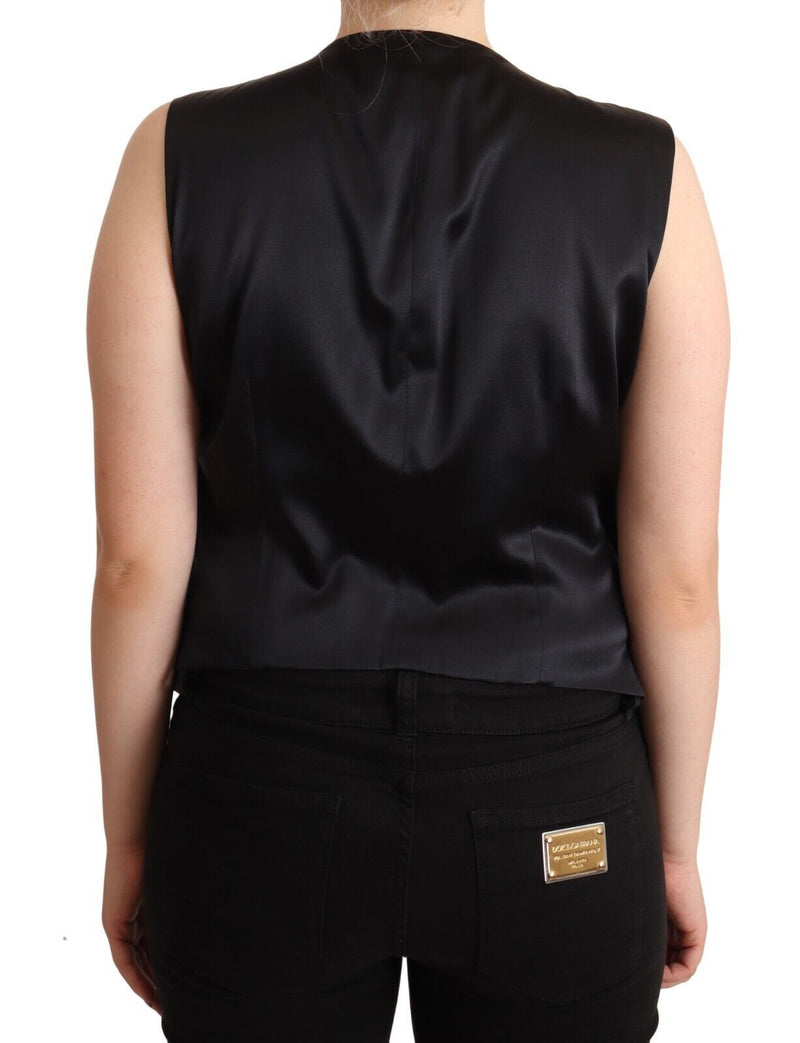 Dolce & Gabbana Black Button Down Sleeveless Vest Waistcoat Top