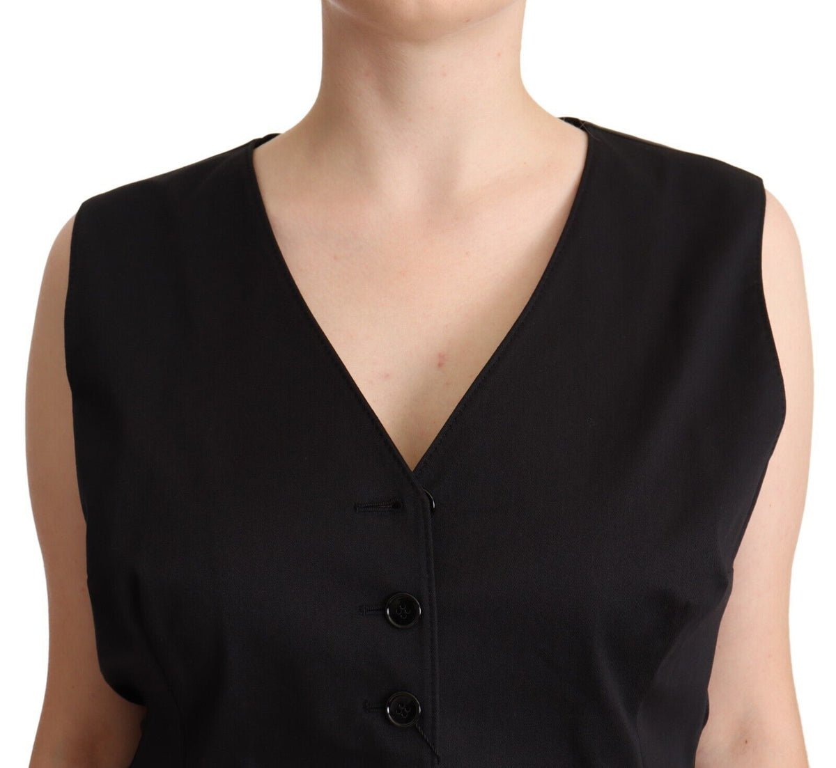 Dolce & Gabbana Black Button Down Sleeveless Vest Waistcoat Top