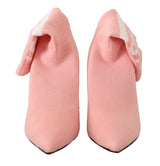 GCDS Pink Suede Logo Socks Block Heel Ankle Boots